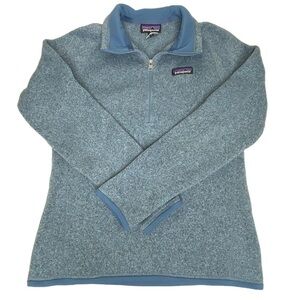 Patagonia Women’s Better Sweater 1/4 Zip Blue Logo Outdoor Gorp Hiking